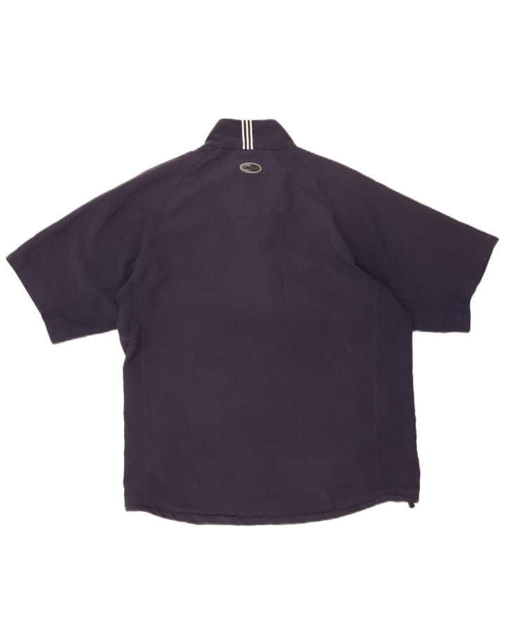 Trening pentru bărbați Adidas cu mânecă scurtă, cu fermoar și gât, pulover, albastru bleumarin mediu