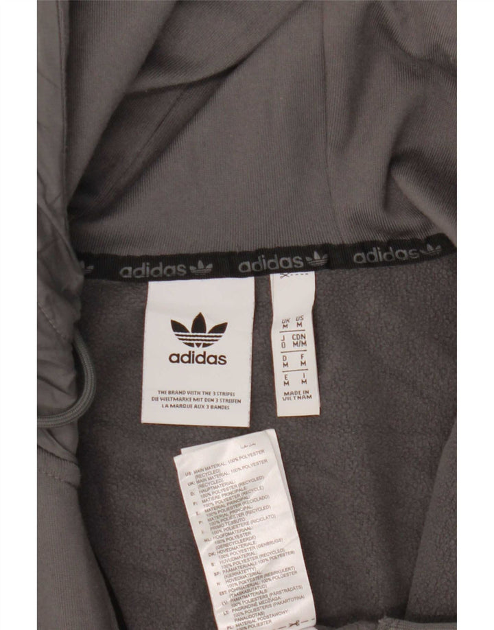 Pulover Adidas pentru bărbați, cu fermoar, gri mediu, poliester color bloc