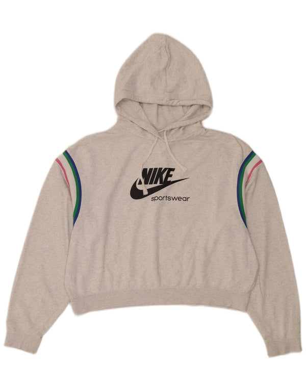Pulover cu glugă supradimensionat pentru femei Nike, UK 14, bumbac gri mediu
