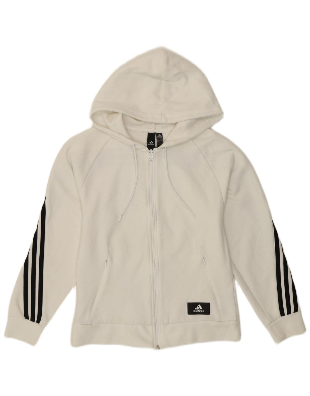 Pulover ADIDAS pentru femei cu fermoar, UK 4/6 XS, bumbac alb