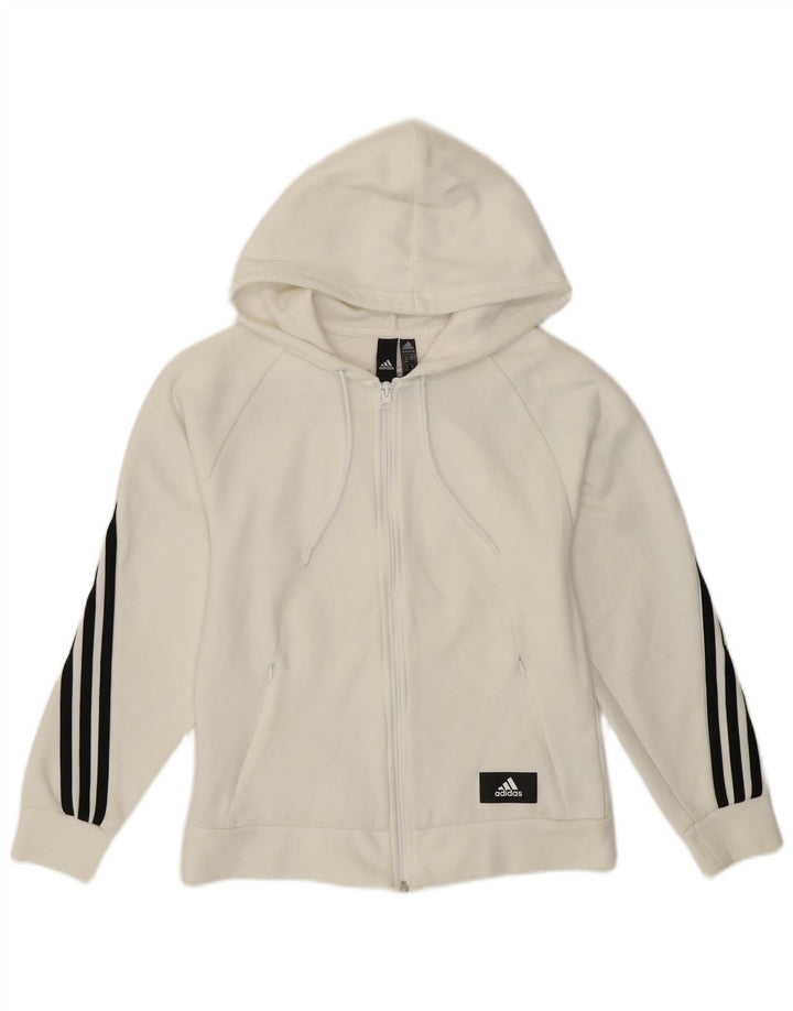 Pulover ADIDAS pentru femei cu fermoar, UK 4/6 XS, bumbac alb
