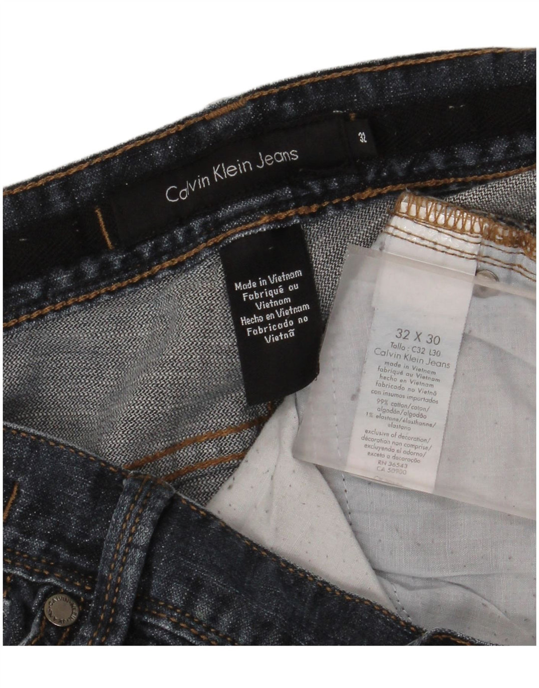 Calvin Klein Blugi pentru bărbați drepte W32 L26 Bumbac bleumarin