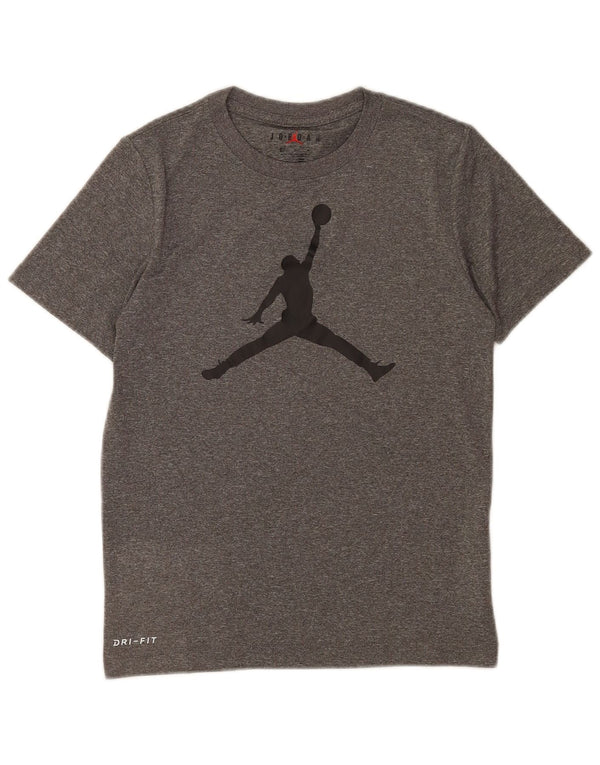 Tricou cu grafic Dri Fit Jordan pentru băieți Top 10-11 ani, gri mediu cu pete