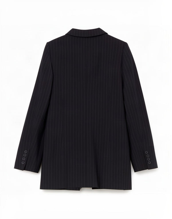 Sacou blazer pentru femei Reiss cu 1 nasture UK 4 XS bleumarin poliester cu dungi