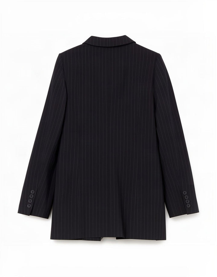 Sacou blazer pentru femei Reiss cu 1 nasture UK 4 XS bleumarin poliester cu dungi