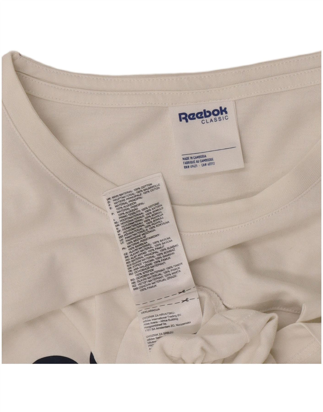 Tricou grafic clasic pentru bărbați Reebok Top mare din bumbac alb