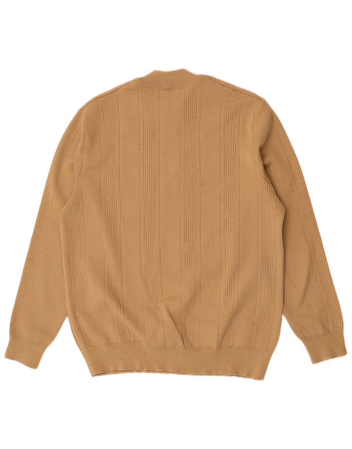 Pulover vintage pentru bărbați cu gâtul turnat, maro mediu