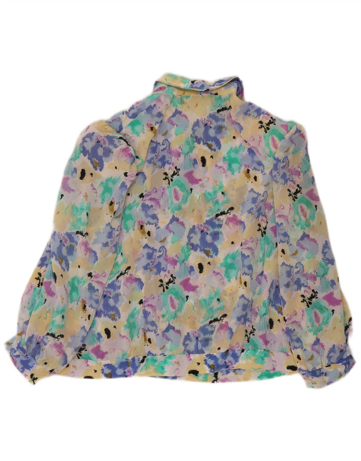 Bluză de cămașă vintage pentru femei UK 16 mare, multicoloră, colorată