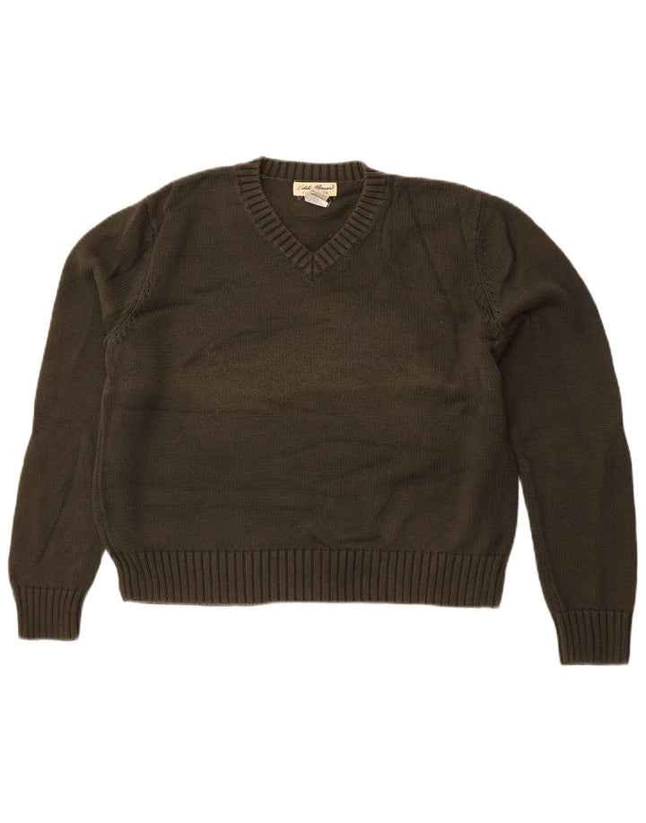 EDDIE BAUER Pulover cu decolteu în V pentru damă, mare, verde, bumbac UK 16