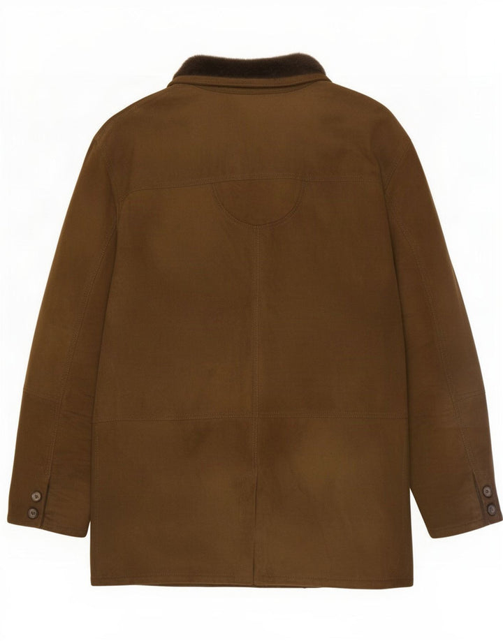 Vintage Mens Shearling Jacket IT 54 2XL Khaki