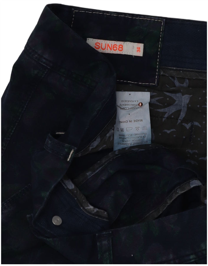 Sun68 Pantaloni scurți cargo pentru bărbați W34, mari, albastru, bumbac floral