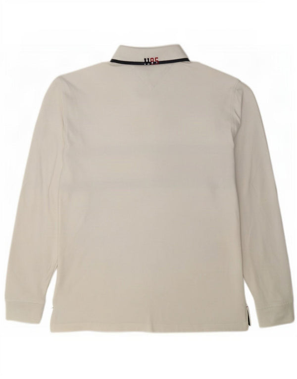 Tricou polo rugby cu mânecă lungă pentru bărbați Tommy Hilfiger, alb mediu, bloc de culoare
