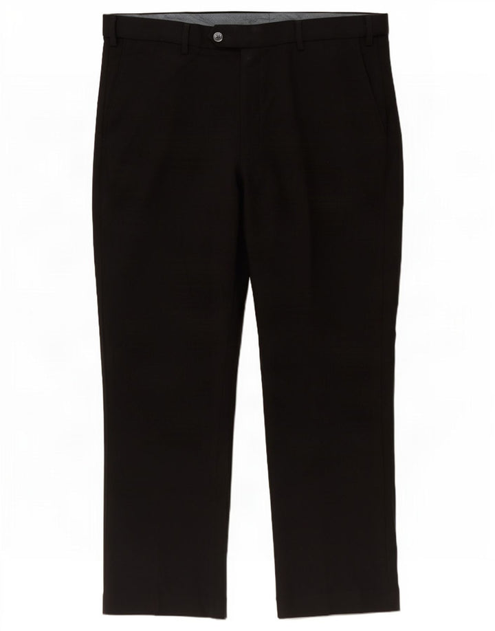Pantaloni de costum pentru bărbați Marks & Spencer, cu ajustare normală, L38 L29, poliester negru