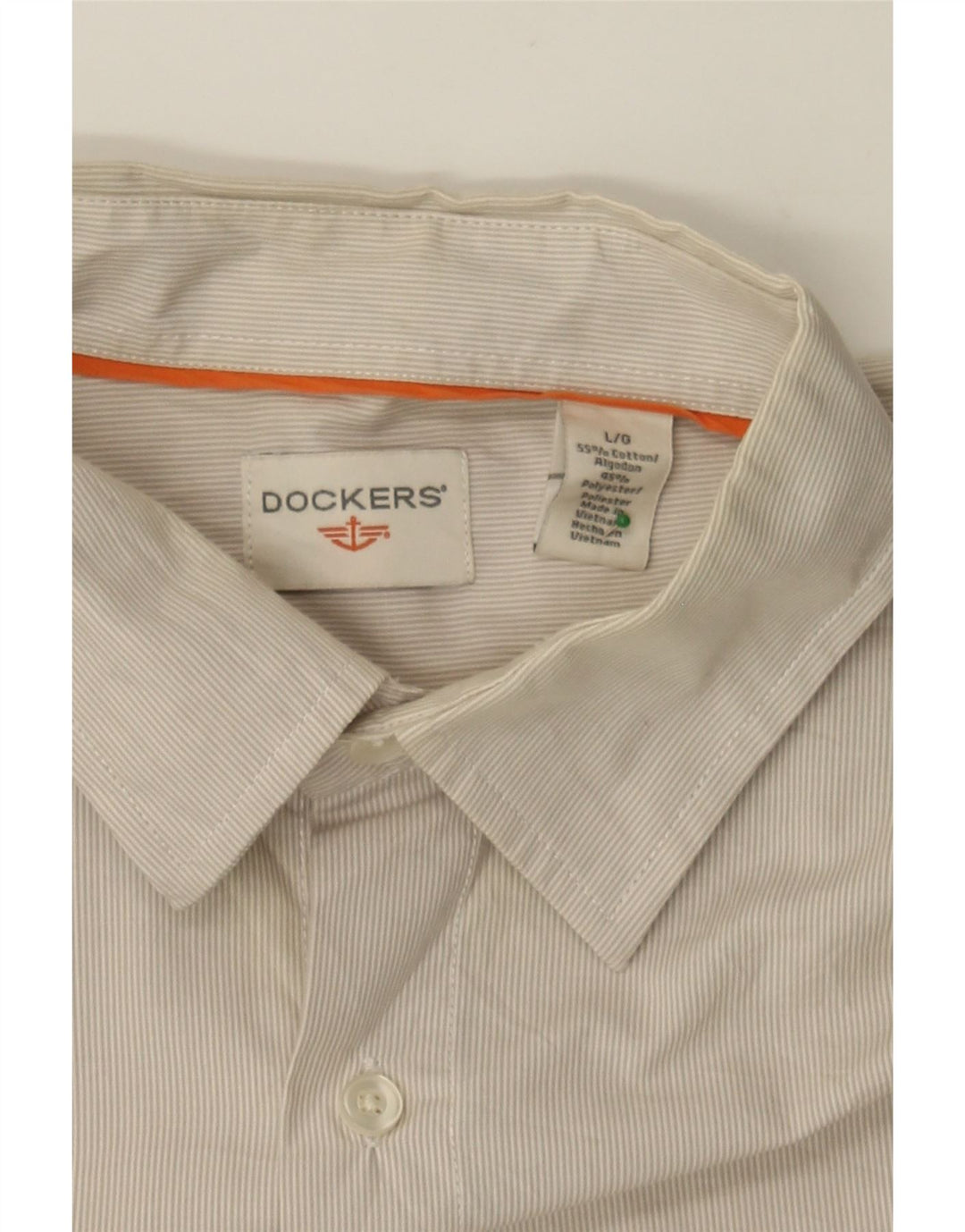 DOCKERS Mens Shirt Large Beige Pinstripe Cotton Vintage Dockers and Second-Hand Dockers from Messina Hembry 