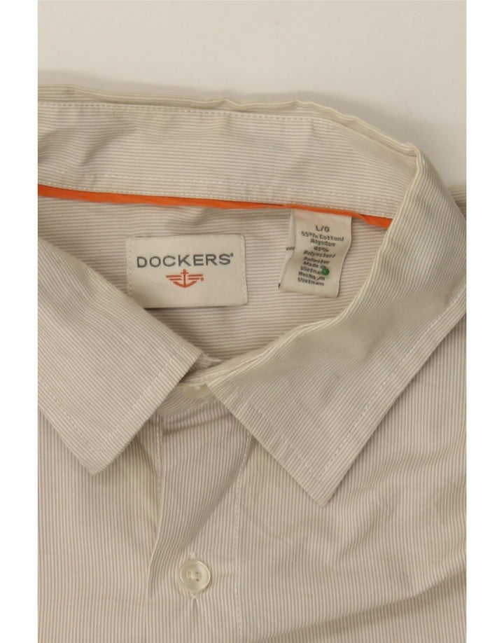 DOCKERS Mens Shirt Large Beige Pinstripe Cotton Vintage Dockers and Second-Hand Dockers from Messina Hembry 