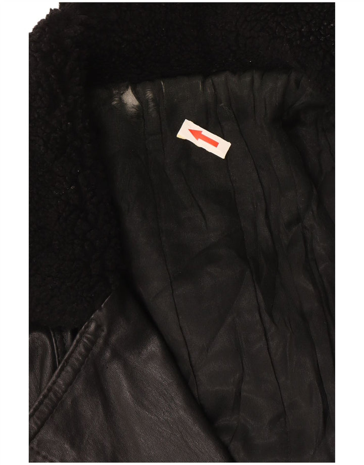 Jachetă din piele dublu pentru bărbați vintage UK 42 XL negru