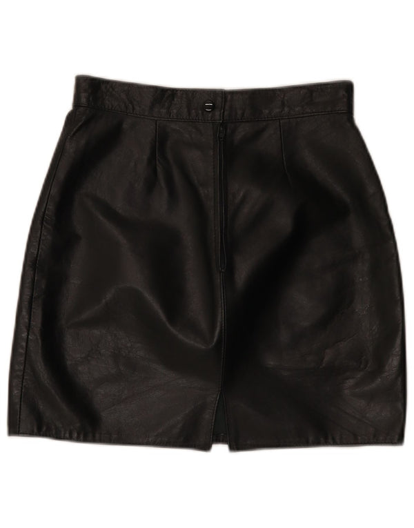 Fustă Mini din piele Vintage pentru femei IT 44 Medium W26 Piele neagră