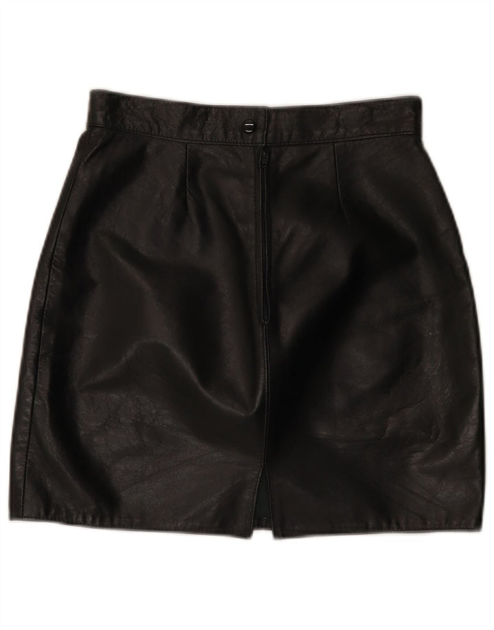 Fustă Mini din piele Vintage pentru femei IT 44 Medium W26 Piele neagră
