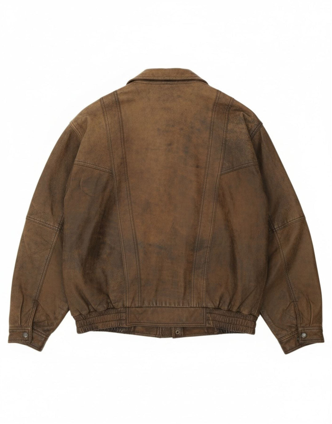 B&S Exclusive Mens Bomber Leather Jacket UK 42 XL Brown Leather Jacket