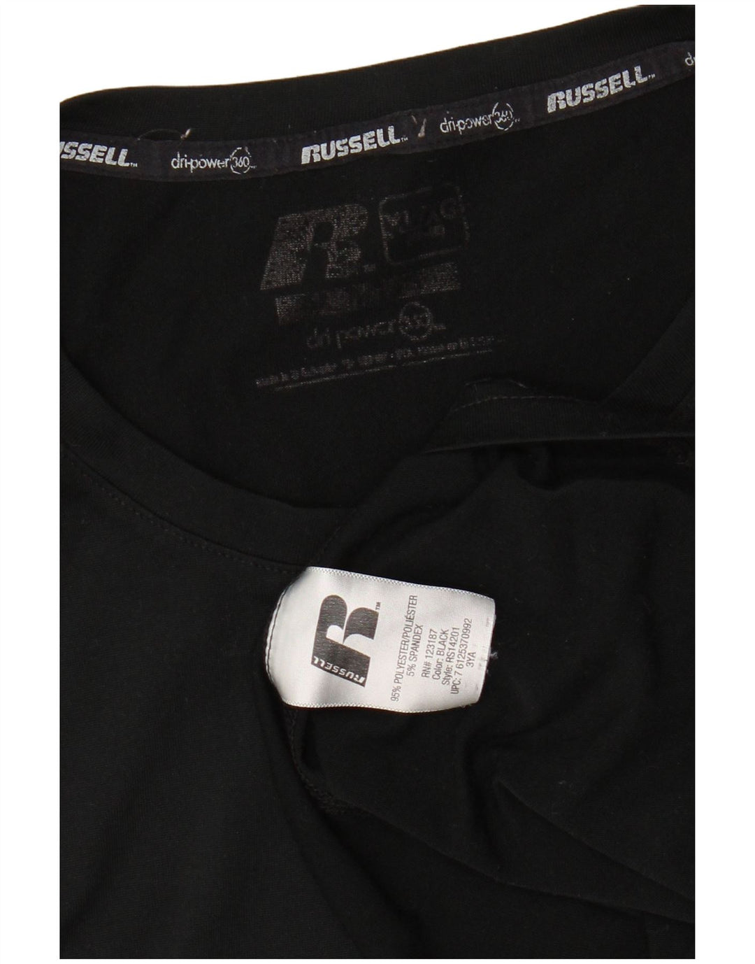 RUSSELL ATHLETIC Tricou Dri-Power pentru bărbați Top XL Poliester negru