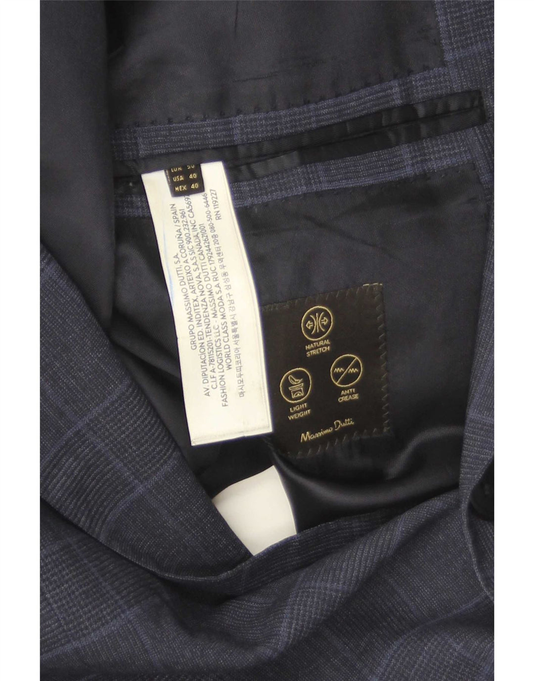 Massimo Dutti Jachetă pentru bărbați cu 2 nasturi EU 40 Mediu Lână cu carouri bleumarin