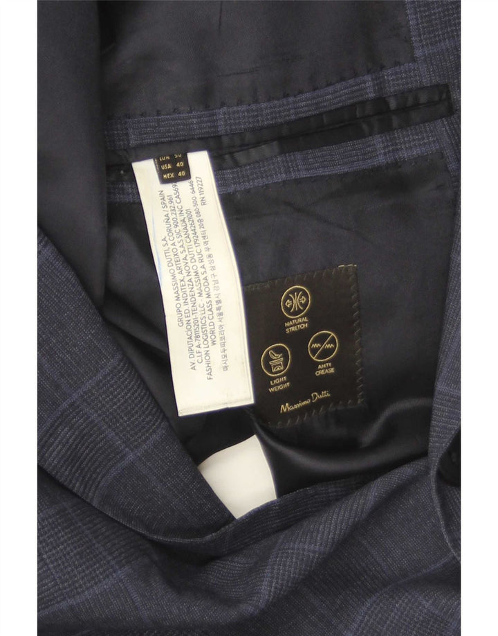Massimo Dutti Jachetă pentru bărbați cu 2 nasturi EU 40 Mediu Lână cu carouri bleumarin