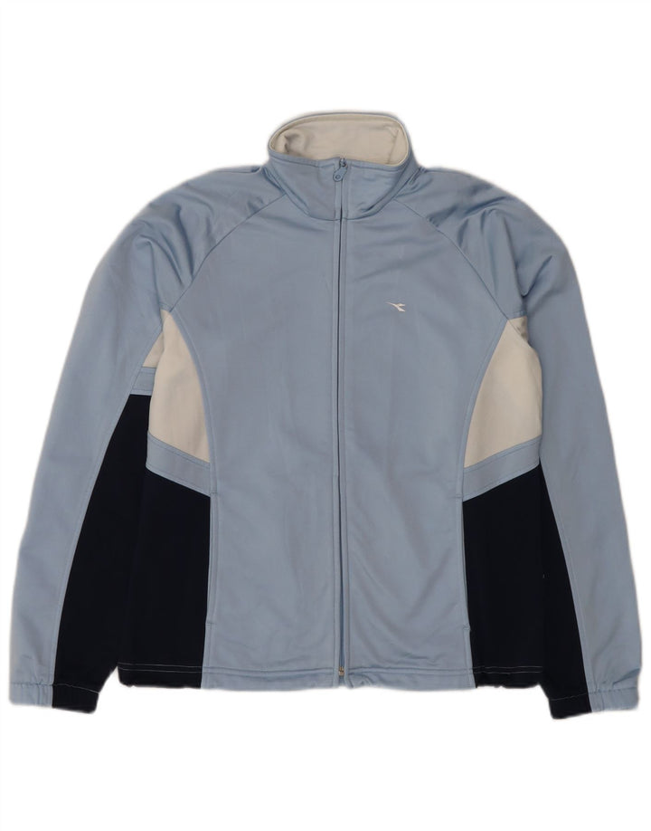 Jachetă de trening Diadora pentru femei, albastru mediu, poliester color bloc