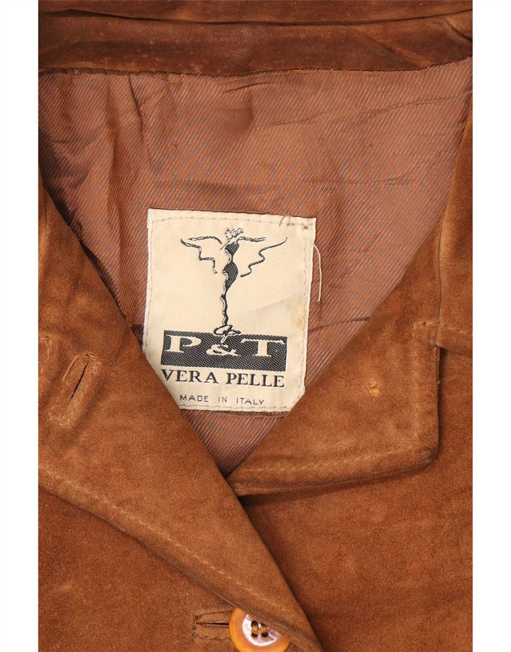 Jachetă vintage de piele intoarsa pentru femei IT 44 Medium Beige