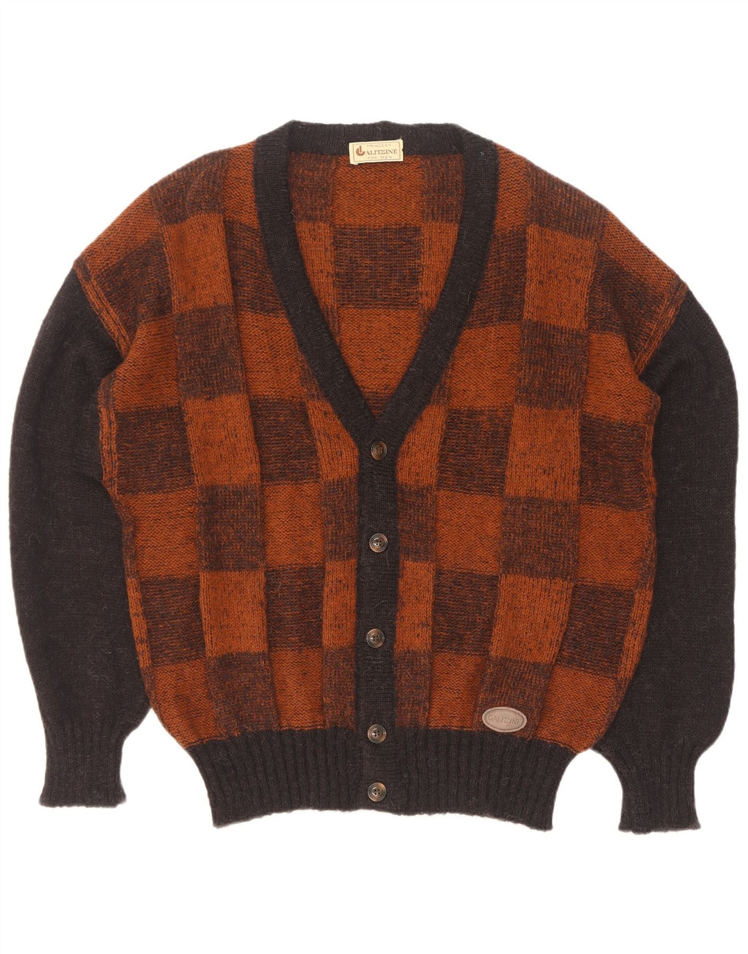 Cardigan Vintage pentru bărbați, mare, maro, geometric
