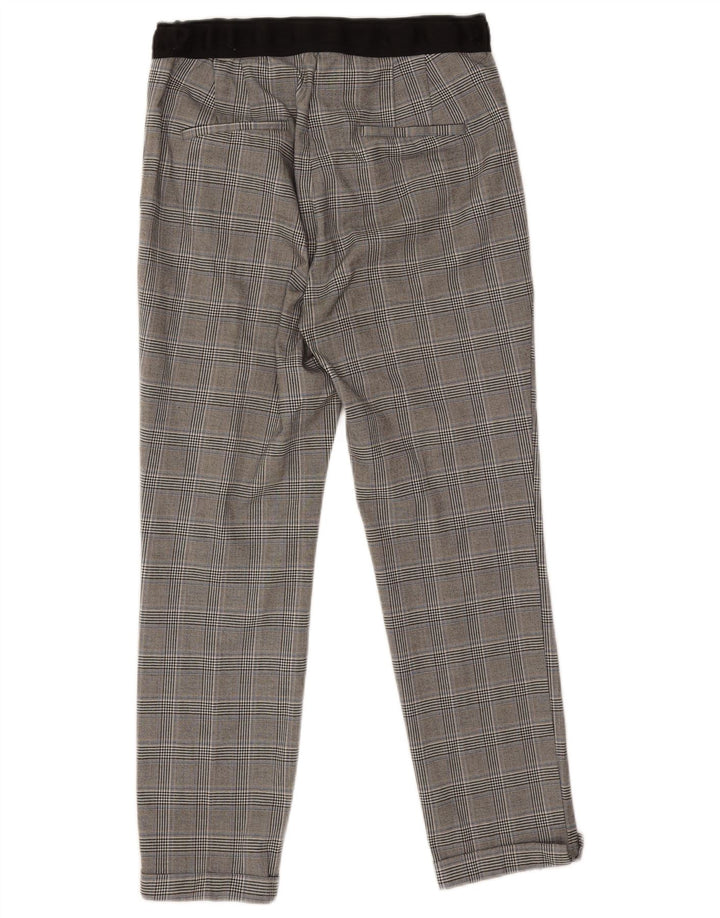 Pantaloni tăiați pentru femei Zara, largi, L30 L25, gri, carouri