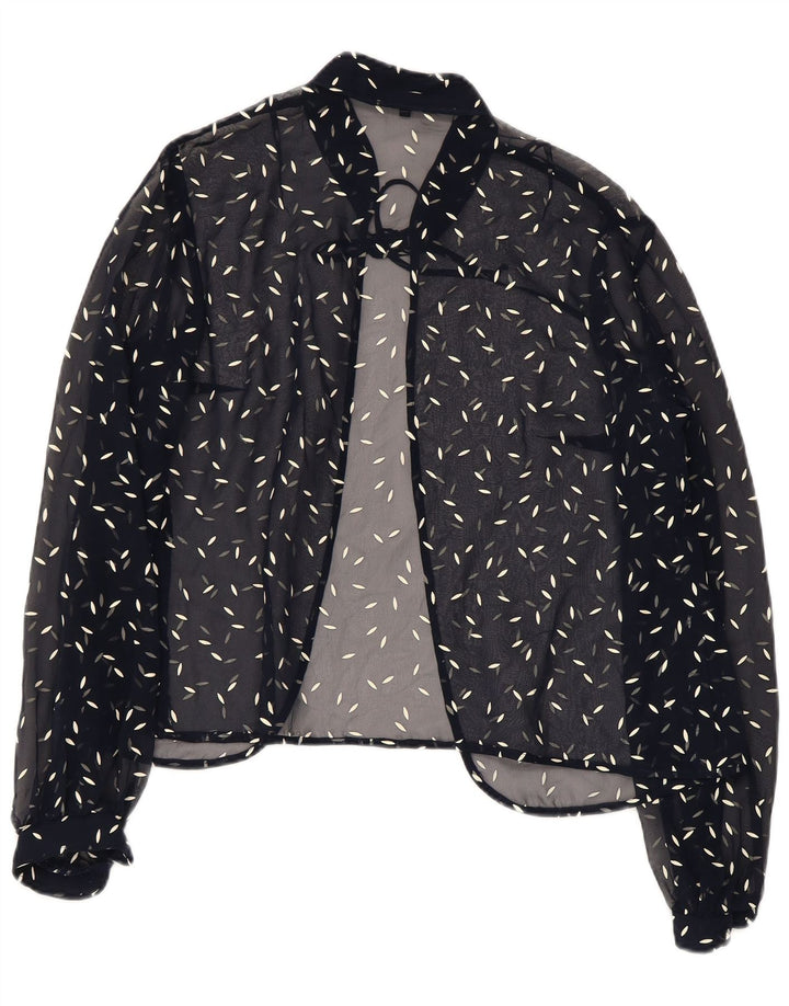 Bluză cămașă cu model abstract pentru femei VINTAGE UK 22 3XL bleumarin