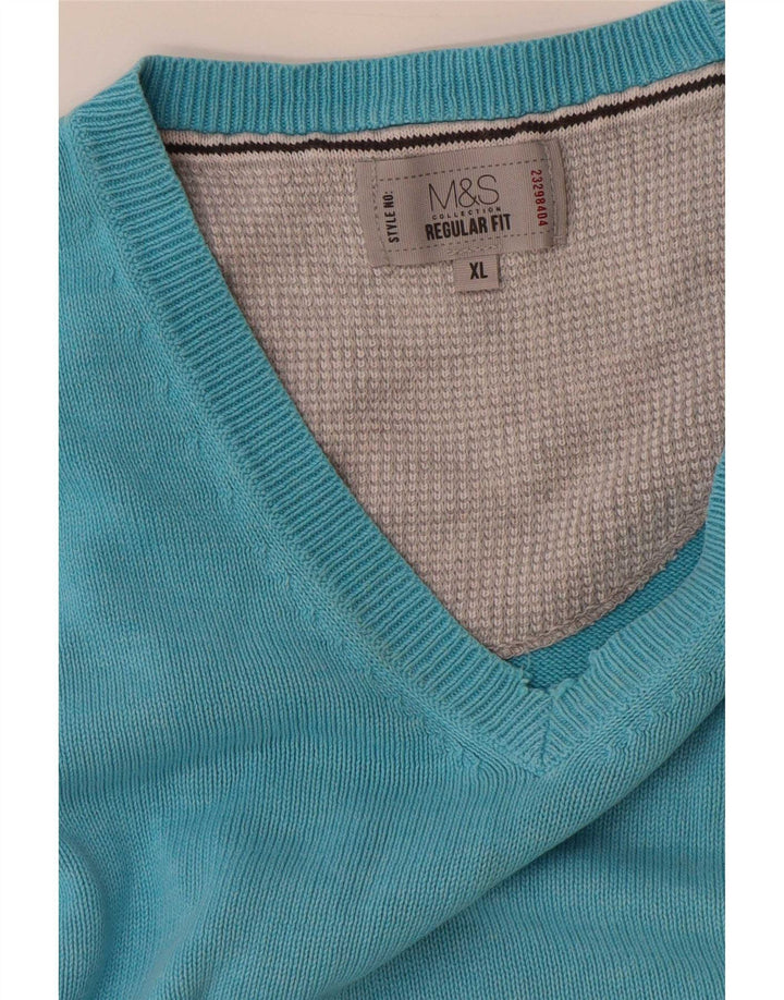 Pulover cu decolteu în V Marks & Spencer pentru bărbați, XL, albastru