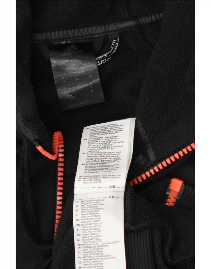 Pulover Adidas Climawarm Graphic Zip pentru bărbați, poliester mediu negru