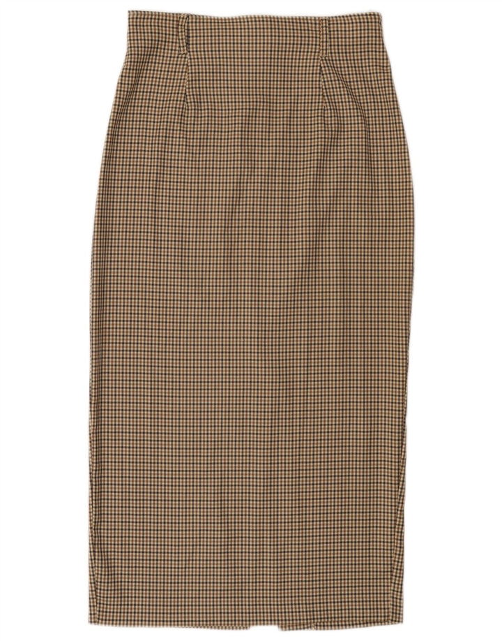 Fusta midi BENETTON pentru femei IT 44 Medium W28 Beige Check Wool