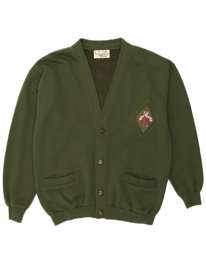 Cardigan vintage pentru bărbați, verde mediu acrilic