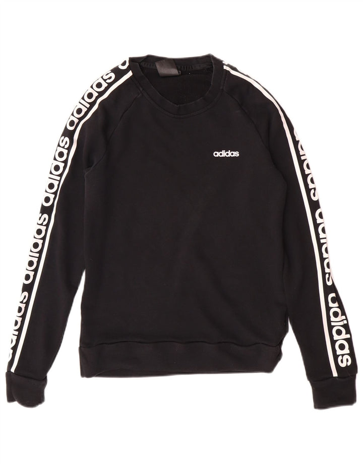 Pulover de hanorac grafic Adidas pentru femei UK 12/14 bumbac mediu negru