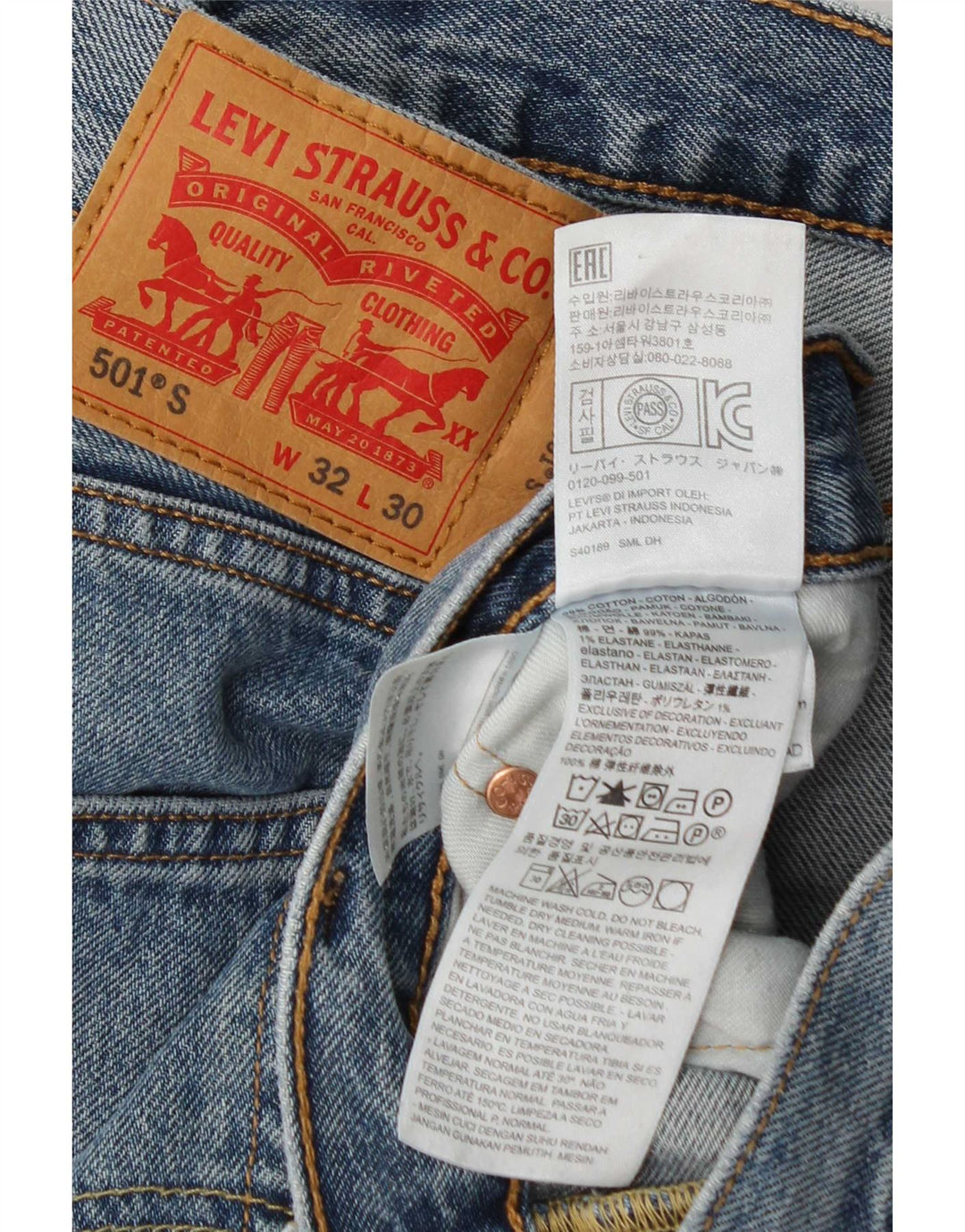 Blugi drepti pentru bărbați Levi's 501 W32 L30 Bumbac albastru