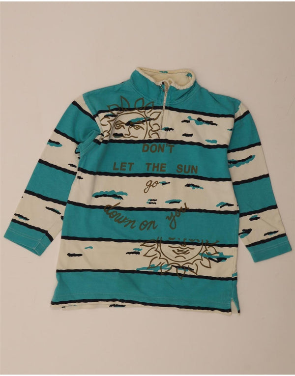 Pulover vintage cu grafic pentru femei UK 10/12 Retro cu dungi albastre mici