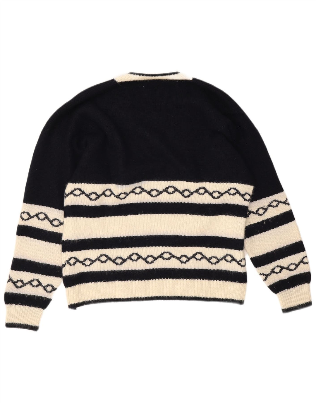 Pulover vintage pentru bărbați cu decolteu în V, mijlociu, bleumarin, geometric