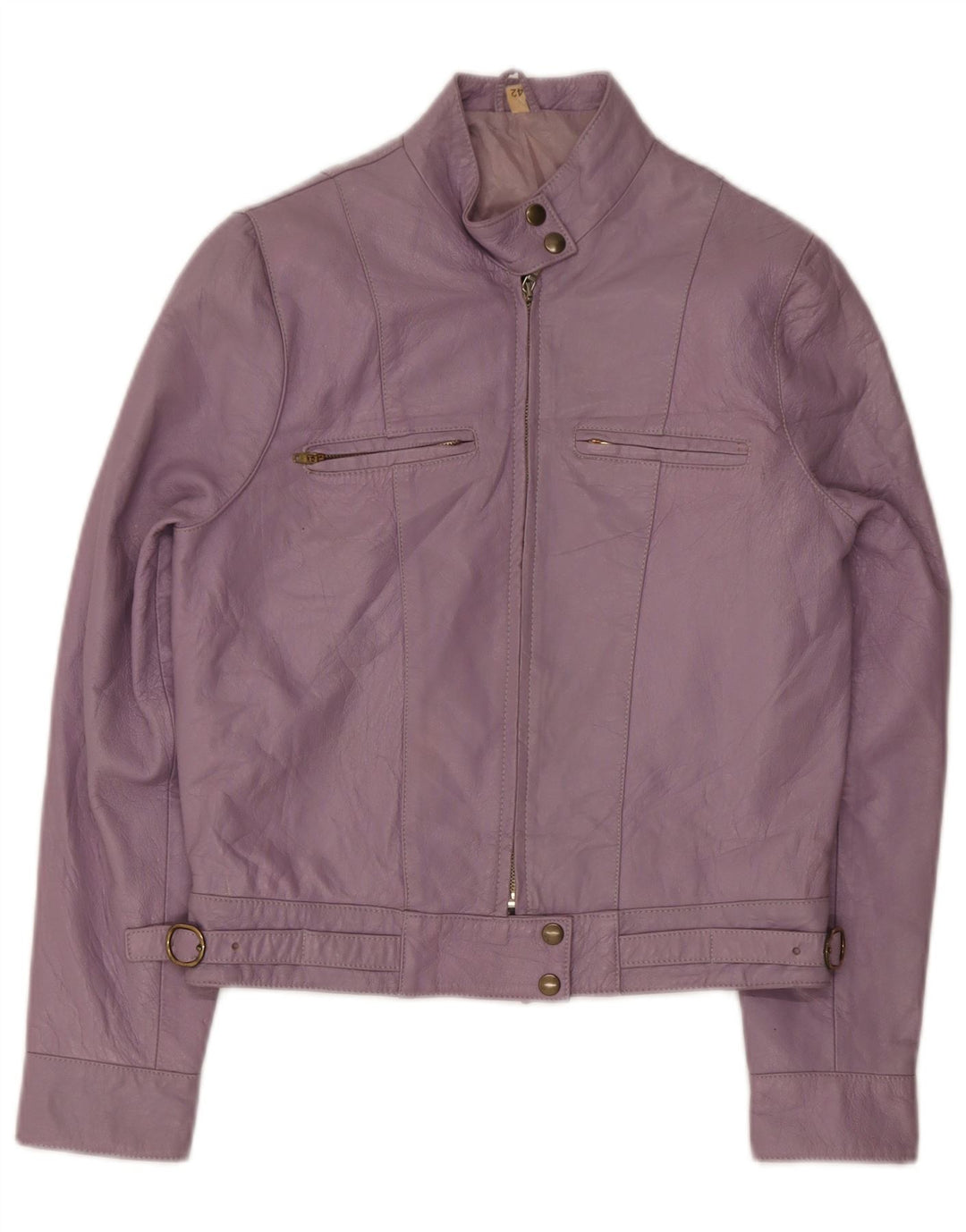 Geaca Bomber din piele vintage pentru femei IT 42 din piele mov mediu