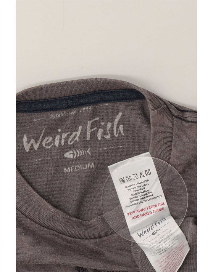 Tricou grafic pentru bărbați Weird Fish Top bumbac gri mediu