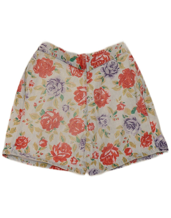 Pantaloni scurți vintage din denim cu închidere pentru femei IT 40 Small W25 Multicolor Floral