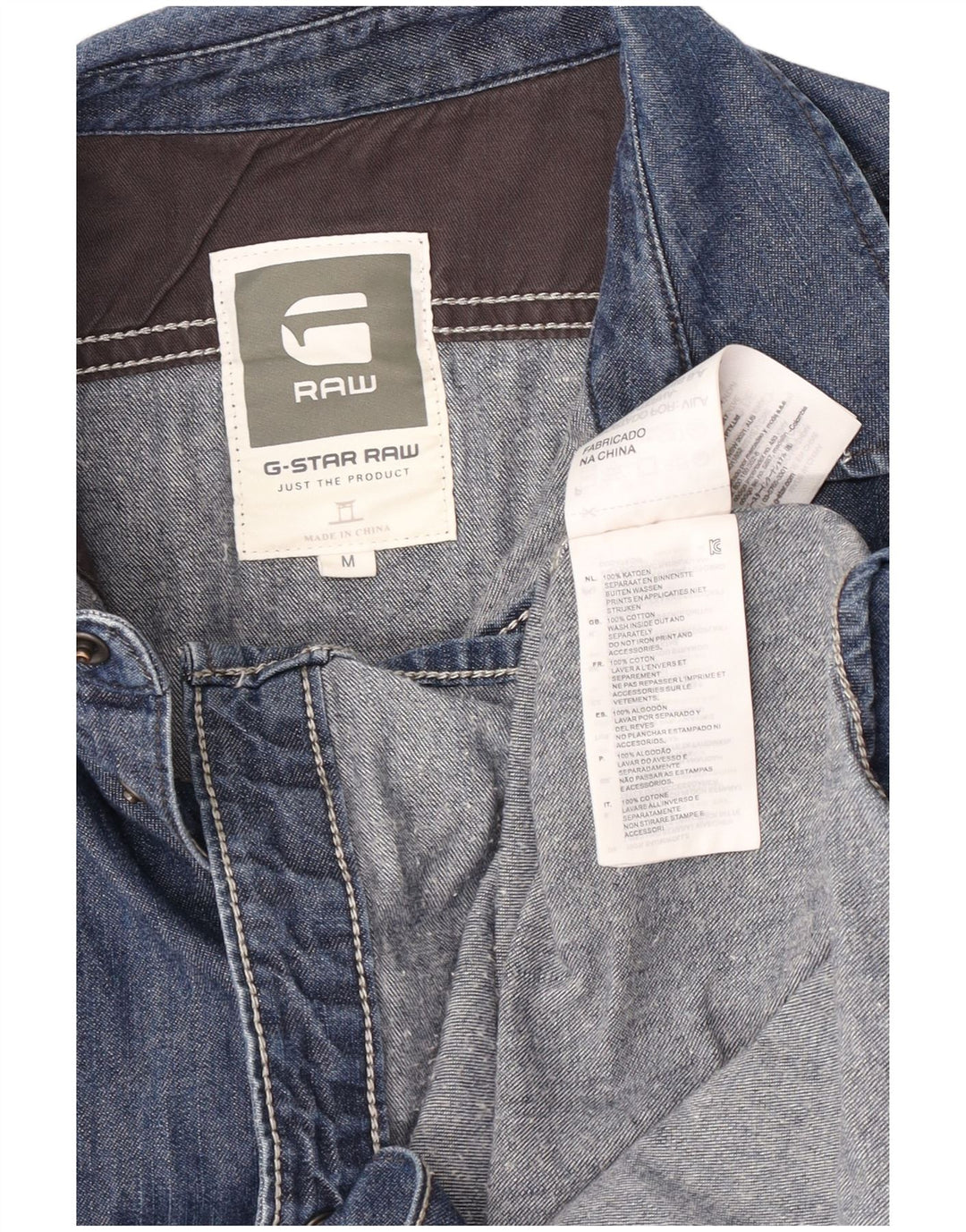 Cămașă G-Star pentru bărbați din denim, bumbac albastru mediu