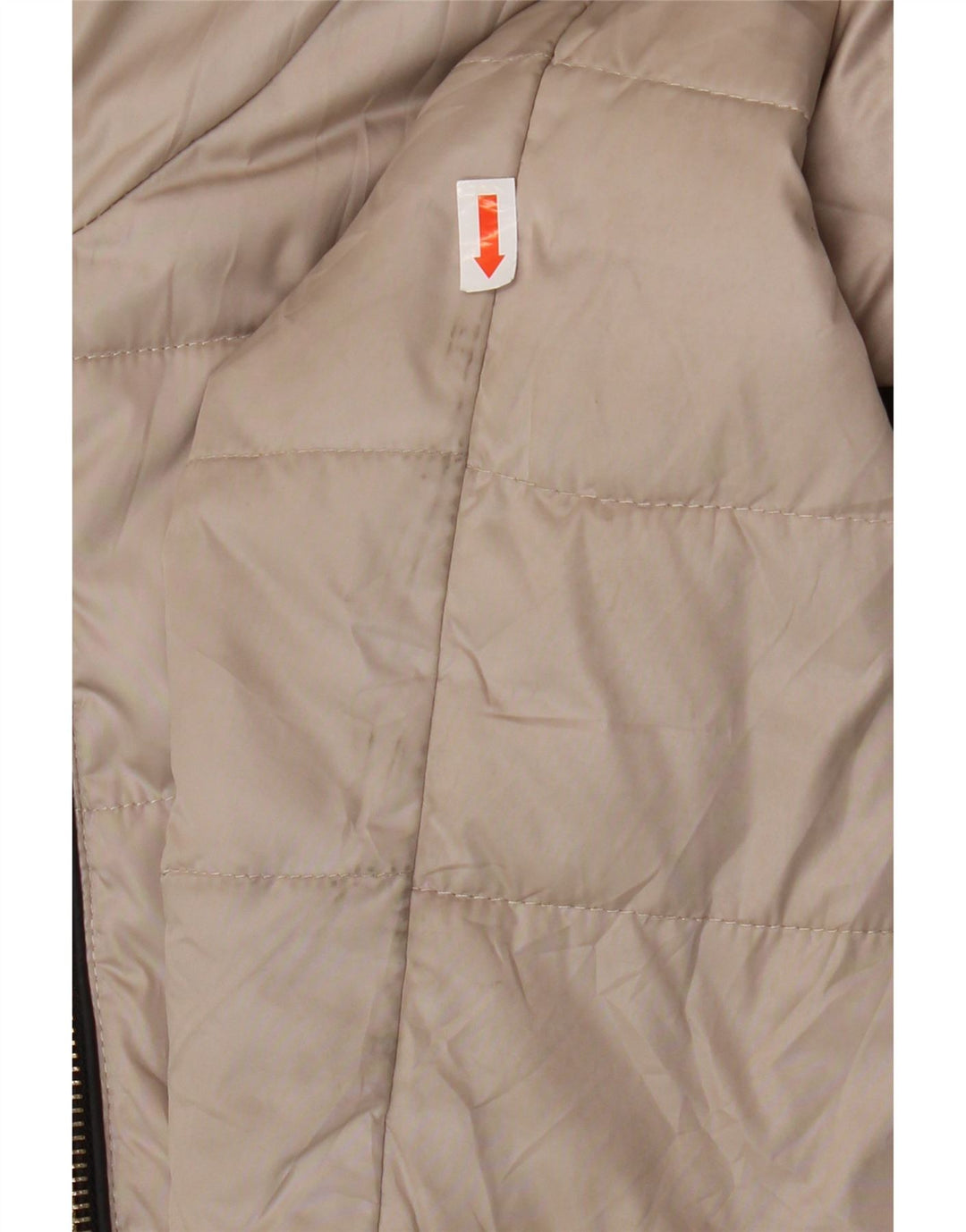 ELLESSE Womens Hooded Padded Jacket UK 14 Medium Beige Polyester