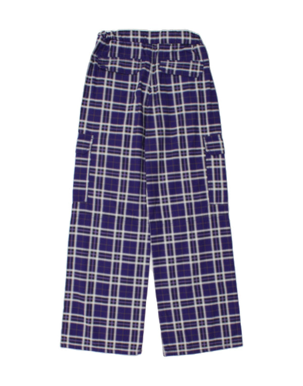 H&M Boys Straight Cargo Trousers 12-13 Years W28 L27 Blue Check