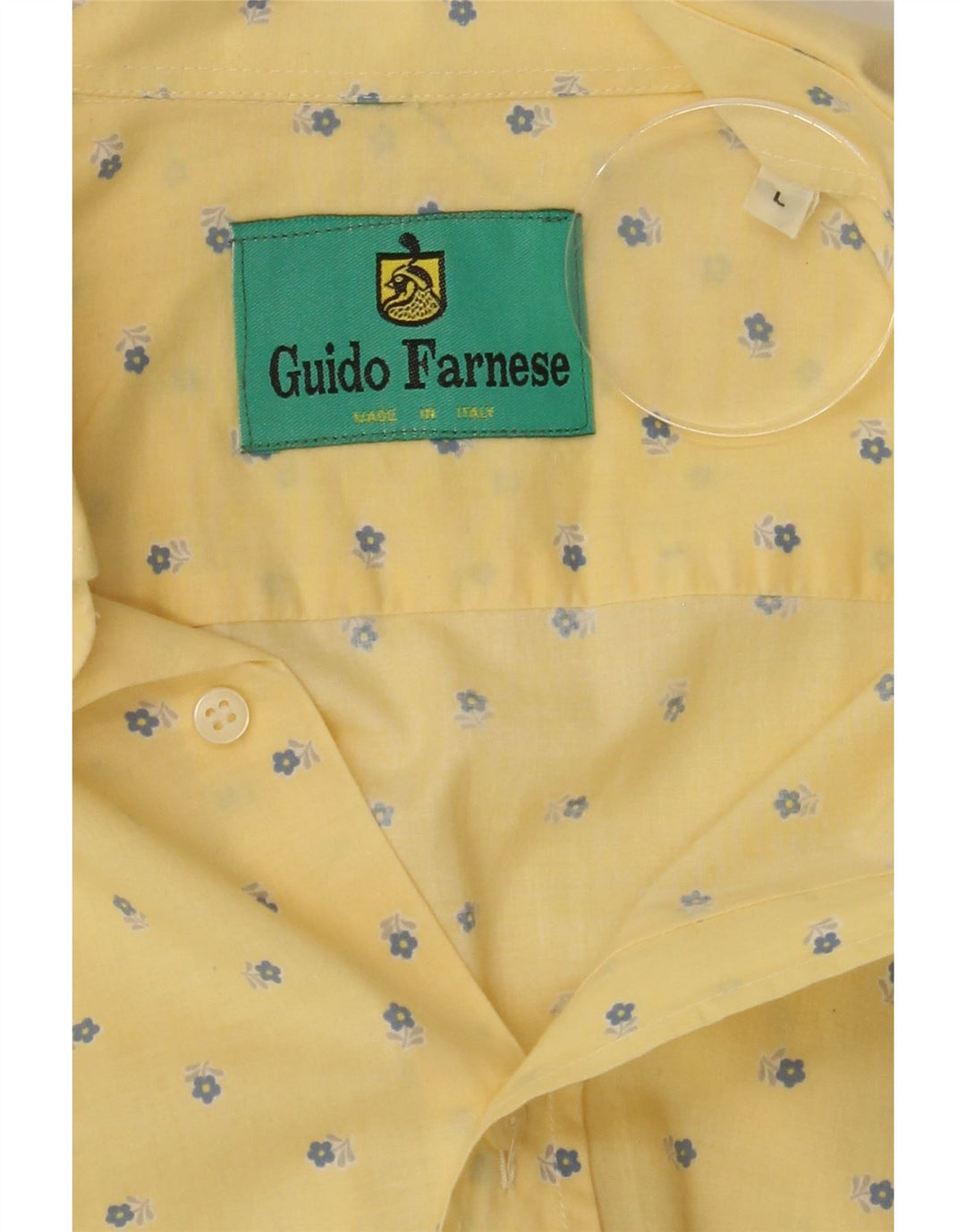 VINTAGE Mens Short Sleeve Shirt Large Yellow Floral Vintage Vintage and Second-Hand Vintage from Messina Hembry 