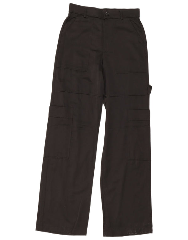Pantaloni cargo largi pentru femei cu talie înaltă Zara Mici L26 L33 Viscoză neagră