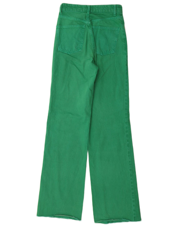 Blugi Zara femei cu talie înaltă cu picioare largi EU 32 2XS L22 L33 bumbac verde