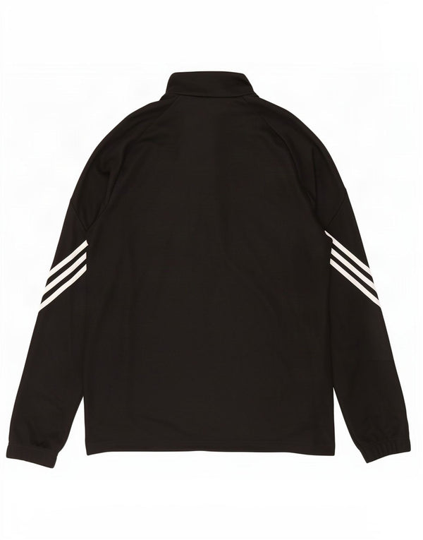 Adidas Climalite Mens Zip Neck Pullover Trening Top Mediu Negru