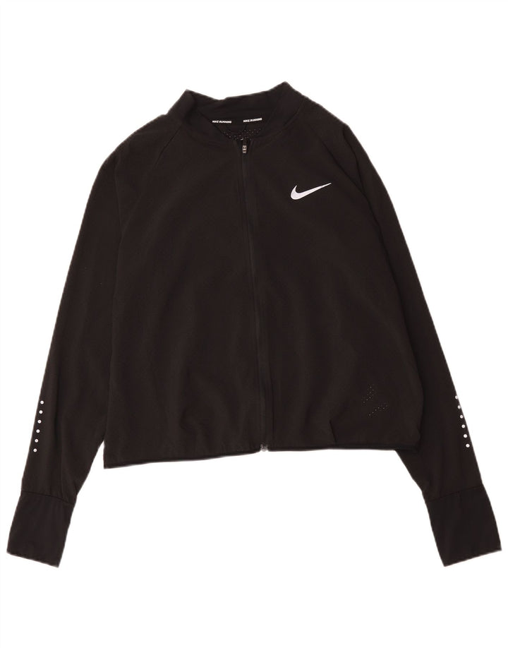 Jachetă de top pentru trening pentru alergare Nike pentru femei UK 16 Poliester negru mare